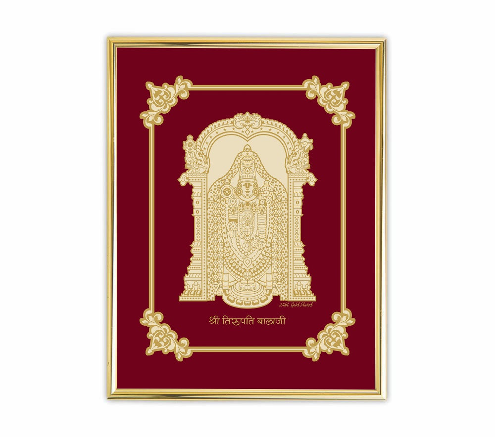 Tirupati Balaji Velvet Gold Frame | 24 Karat Gold-Plated