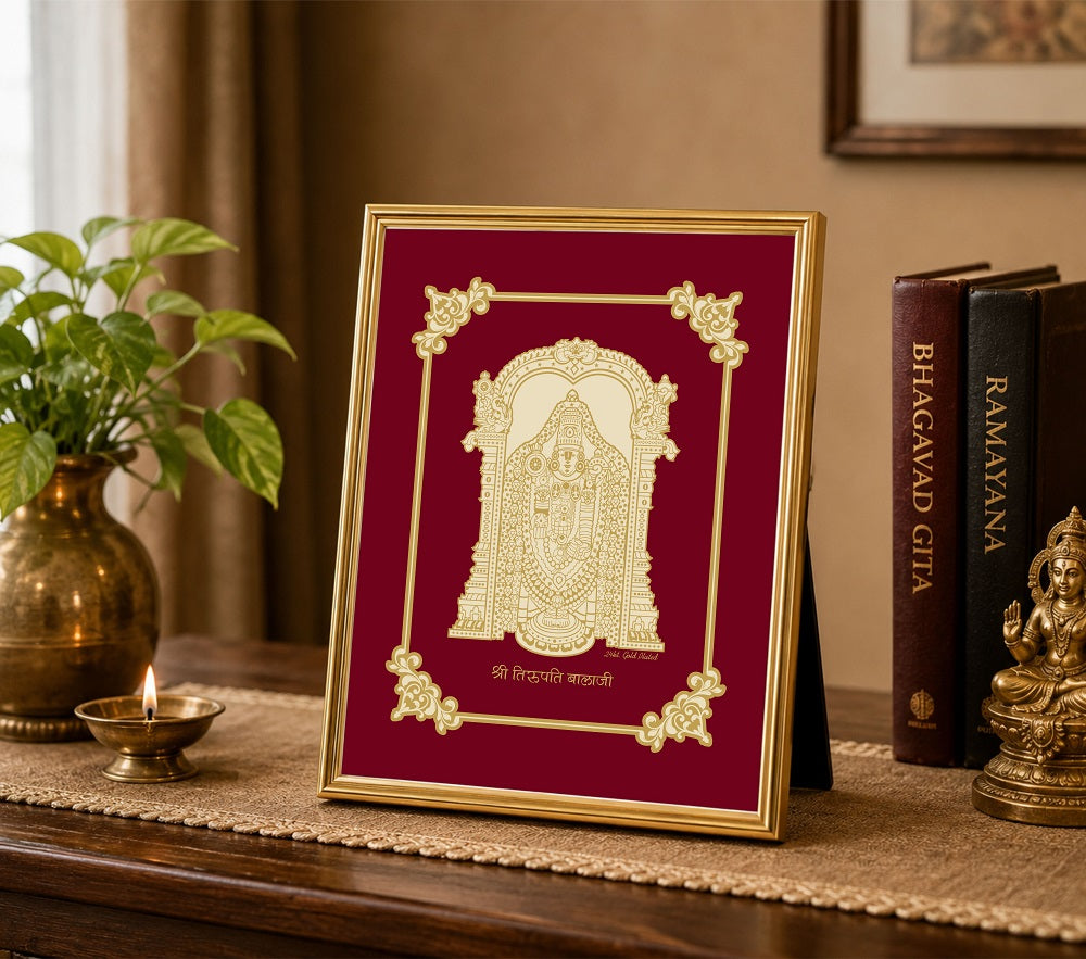 Tirupati Balaji Velvet Gold Frame | 24 Karat Gold-Plated
