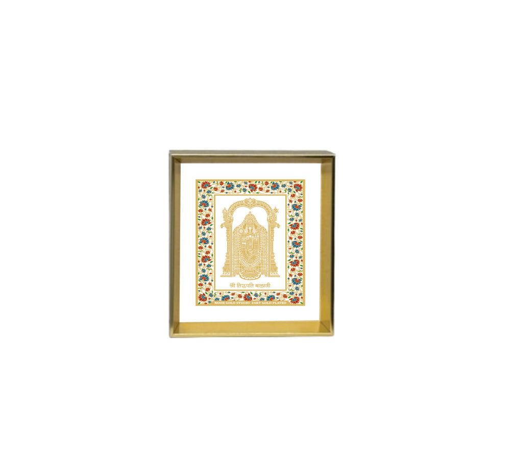 Bala ji Ji | 24kt Gold Plated Dashboard Frame White Floral