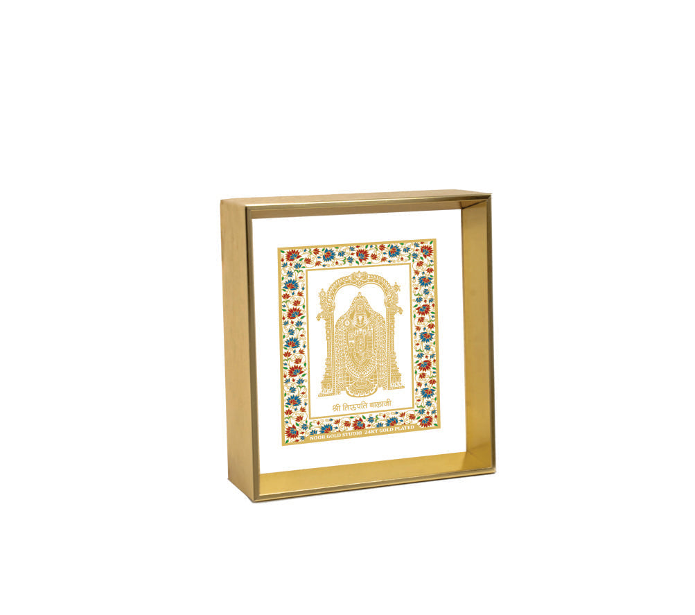 Bala ji Ji | 24kt Gold Plated Dashboard Frame White Floral
