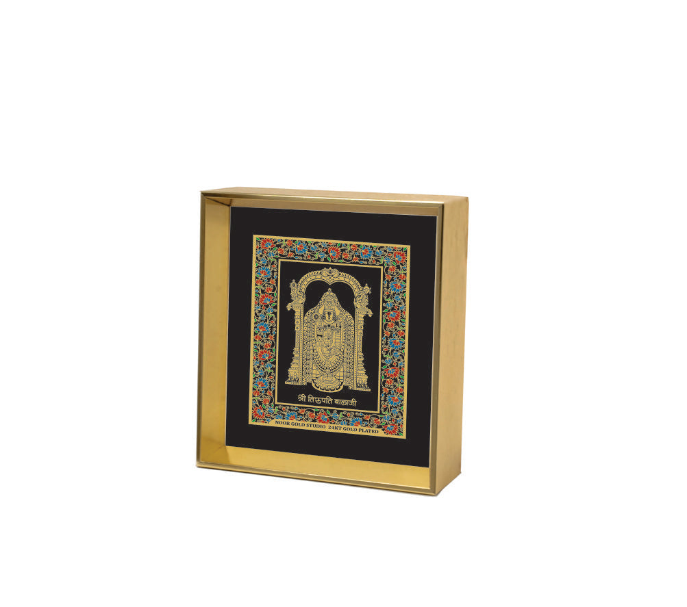 Bala ji Ji | 24kt Gold Plated Dashboard Frame Black Floral