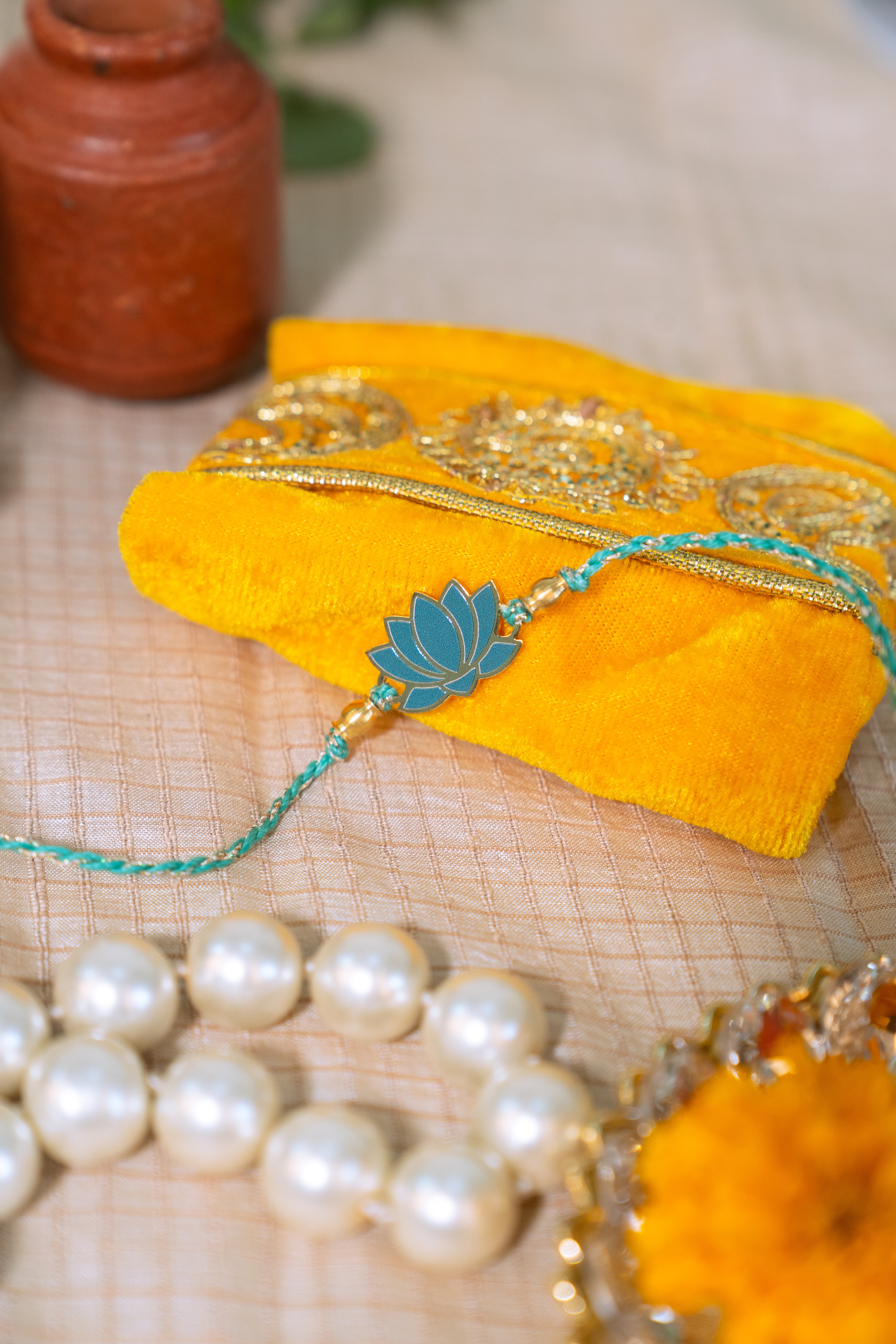 Lotus Rakhi | Gold Finish Rakhi