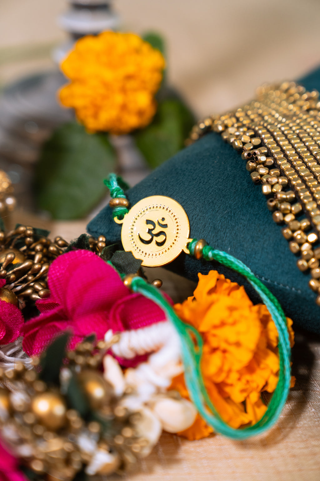 Om Rakhi Round | Gold Finish Rakhi