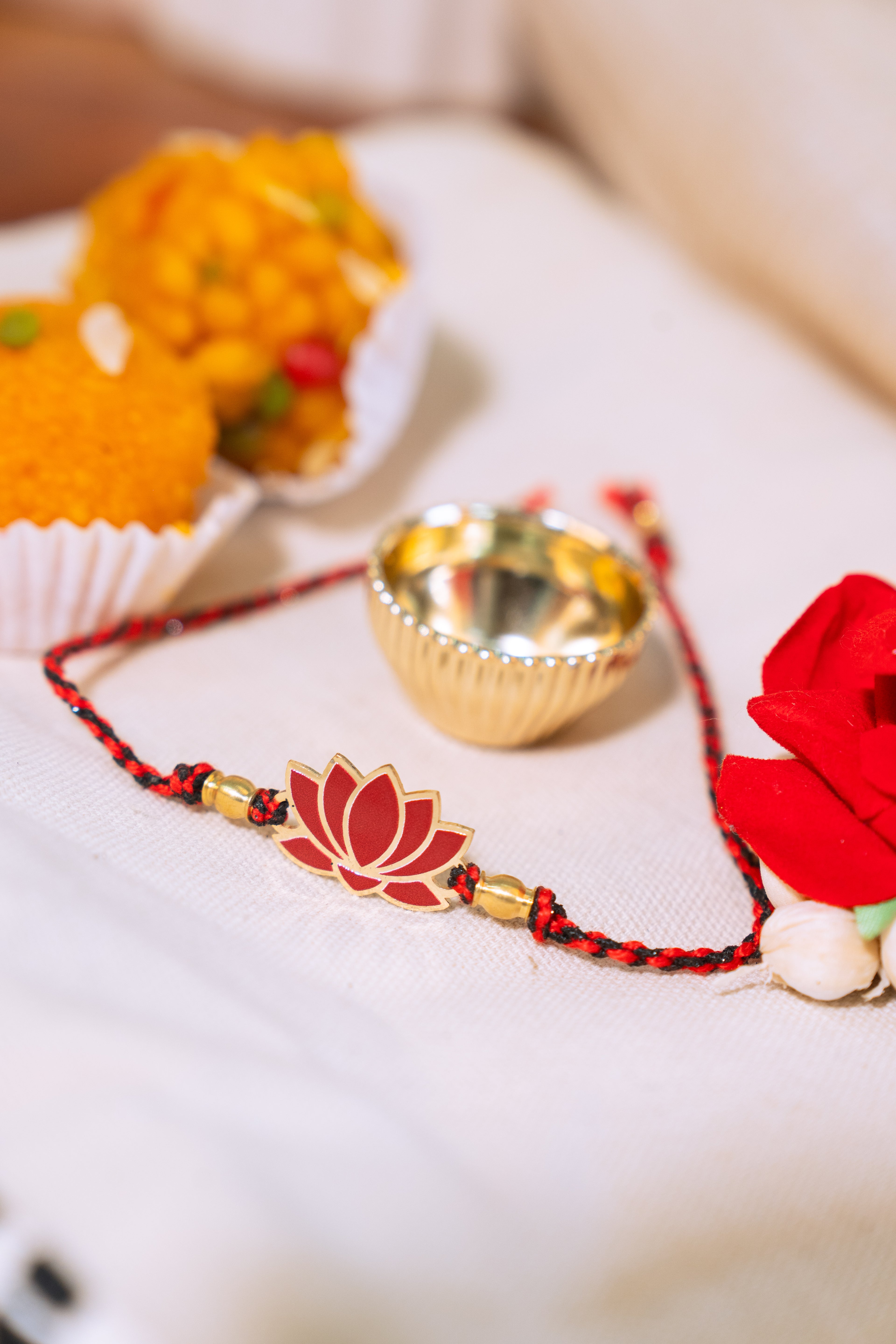Lotus Rakhi | Gold Finish Rakhi