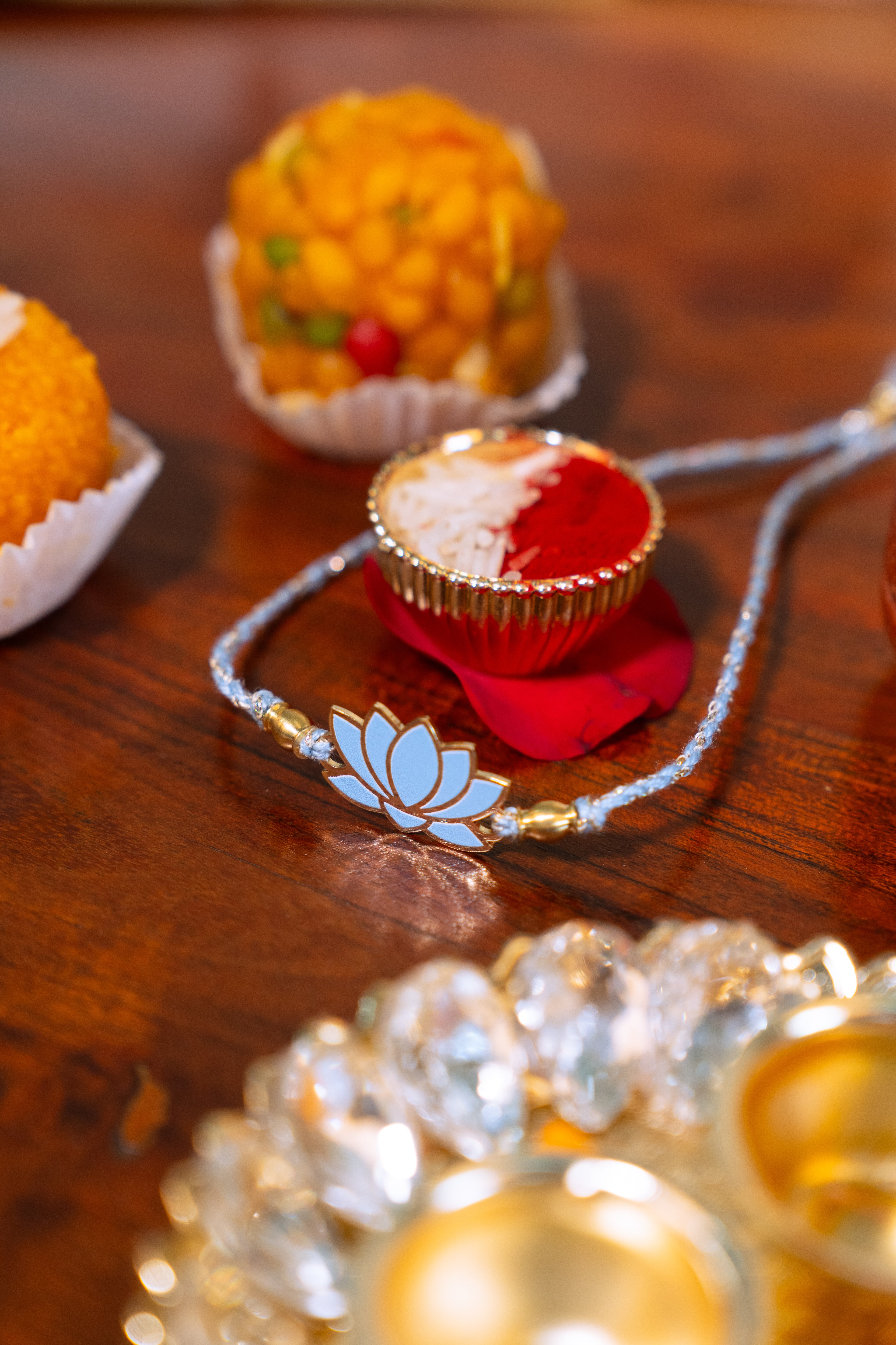 Lotus Rakhi | Gold Finish Rakhi