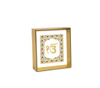Ik Onkar | 24kt Gold Plated Dashboard Frame WhiteFloral