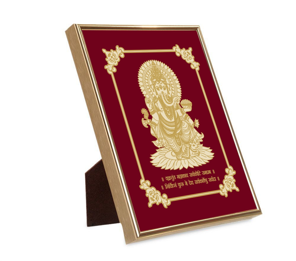 Lord Ganesh Velvet Gold Frame | 24 Karat Gold-Plated