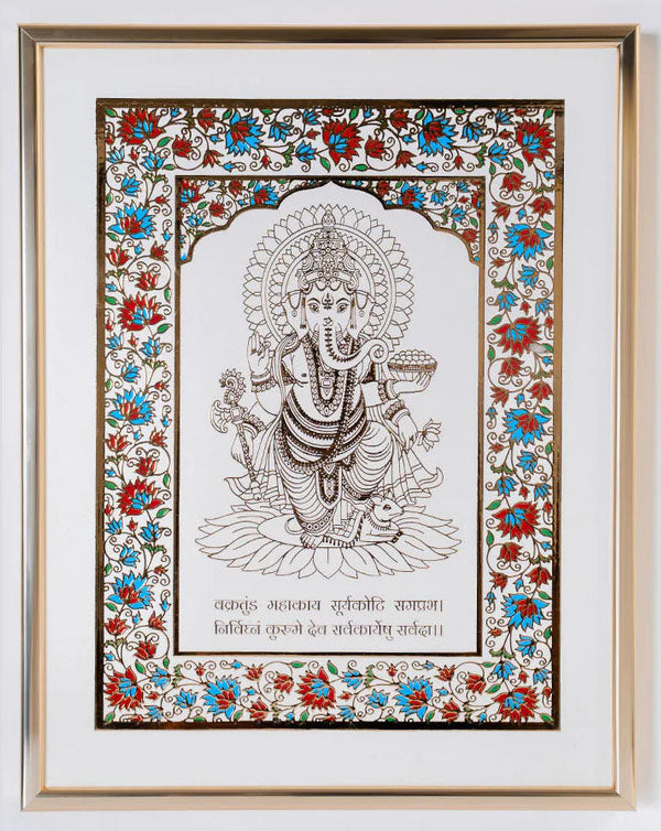 Ganesh Ji | 24kt Gold Plated White Floral
