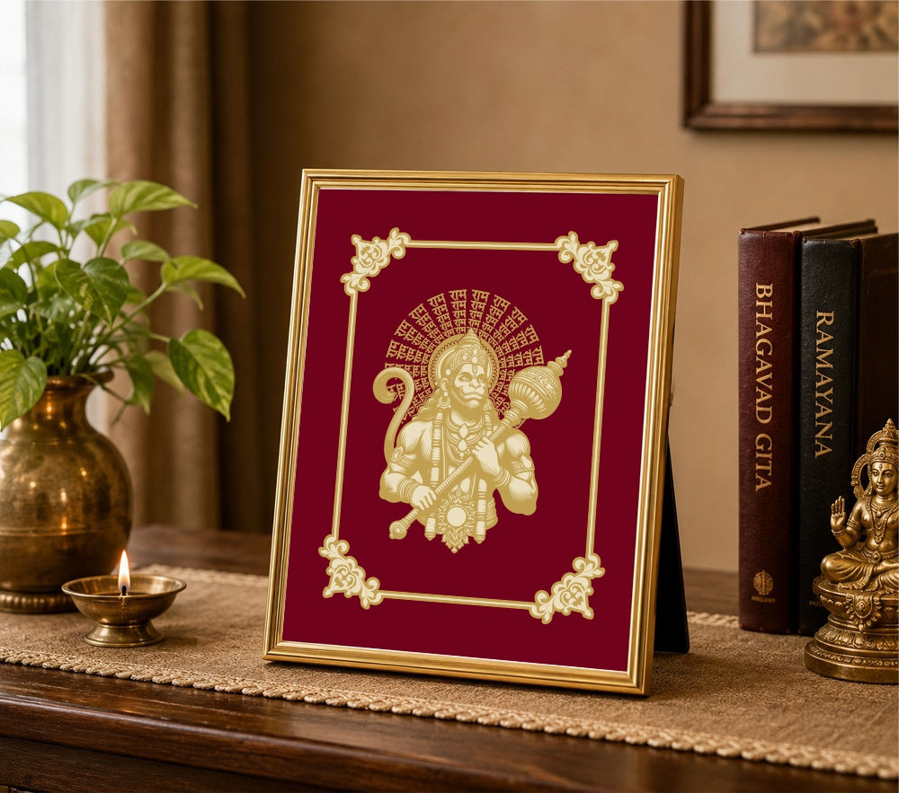 Lord Hanuman Velvet Gold Frame | 24 Karat Gold-Plated Artwork