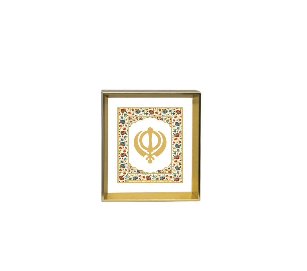 Khanda | 24kt Gold Plated Dashboard Frame White Floral