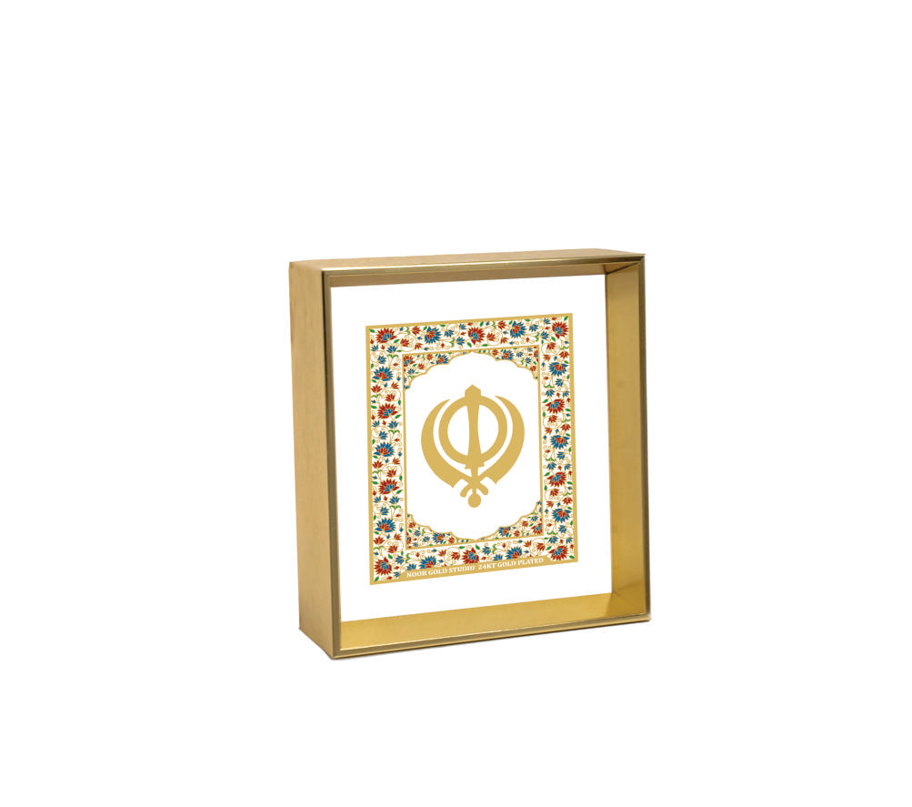 Khanda | 24kt Gold Plated Dashboard Frame White Floral