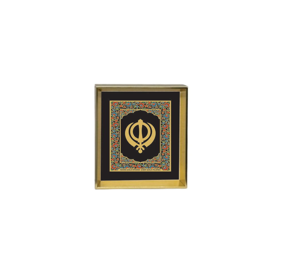 Khanda | 24kt Gold Plated Dashboard Frame Black Floral