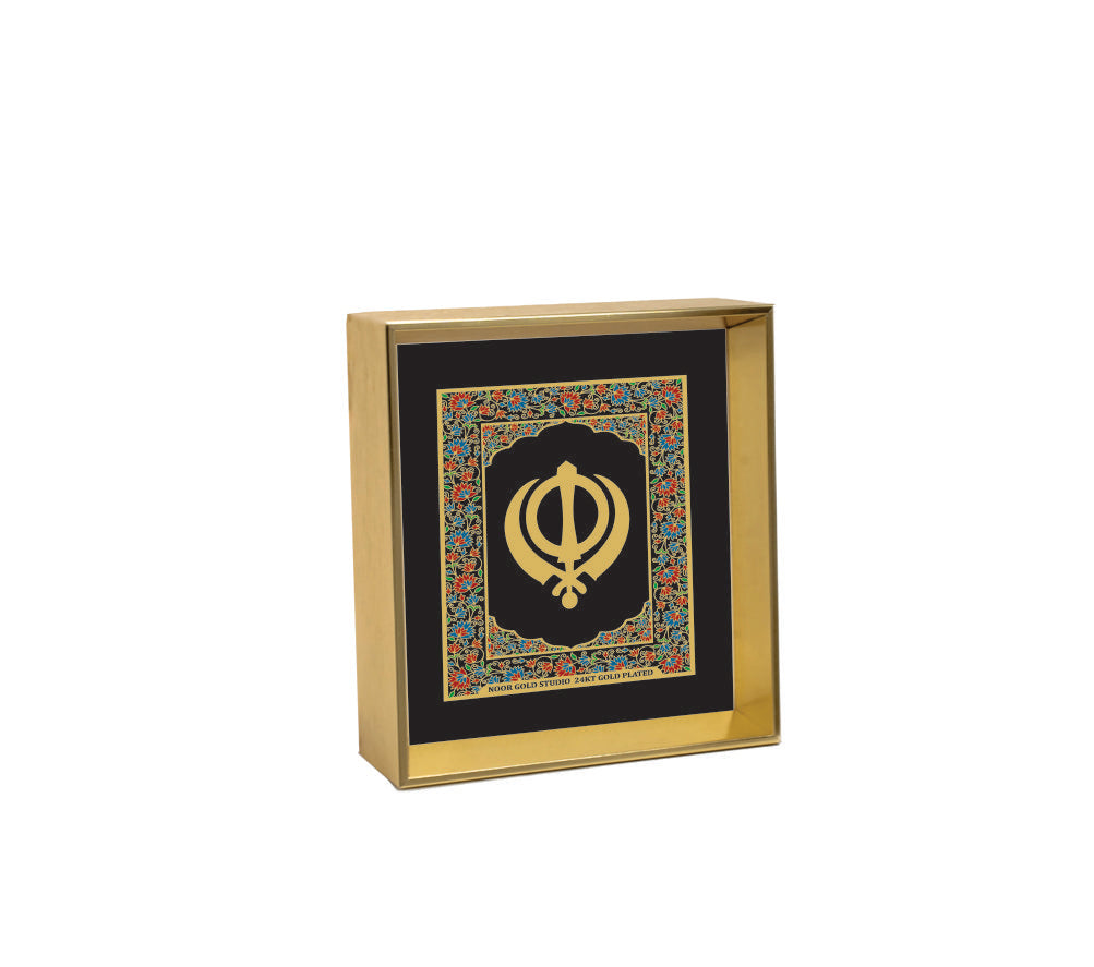 Khanda | 24kt Gold Plated Dashboard Frame Black Floral