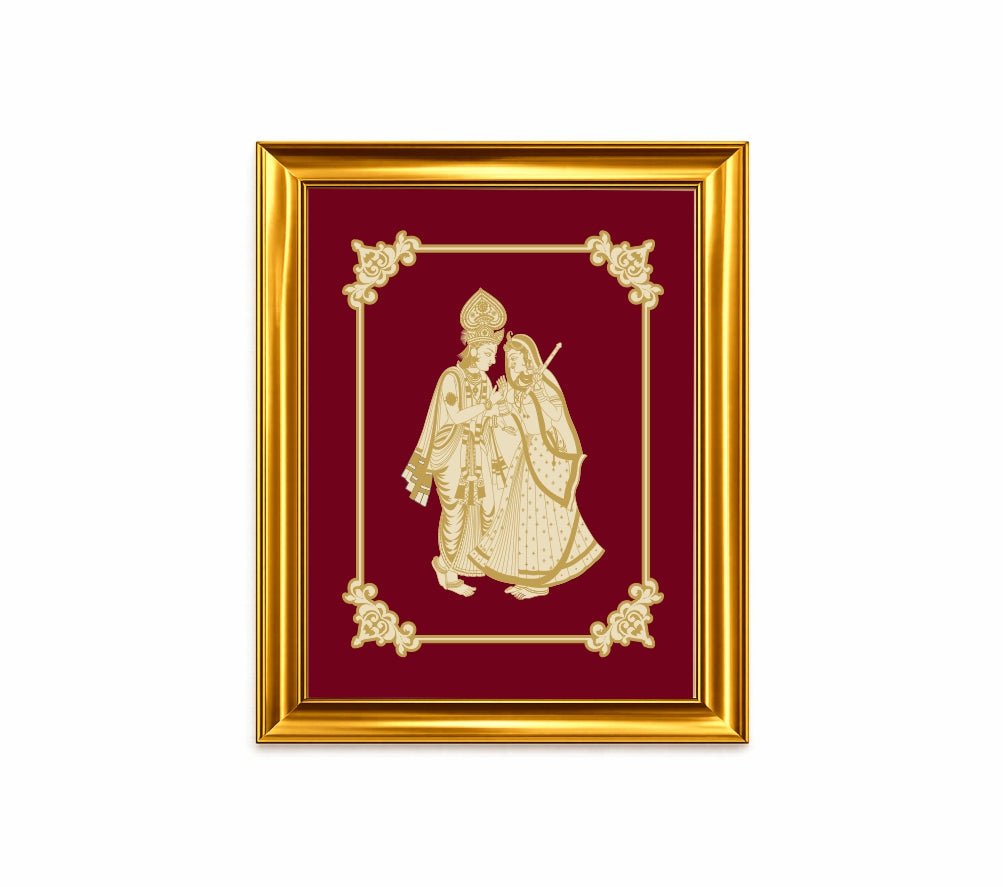 Radha Krishna Velvet Gold Frame | 24 Karat Gold-Plated Artwork