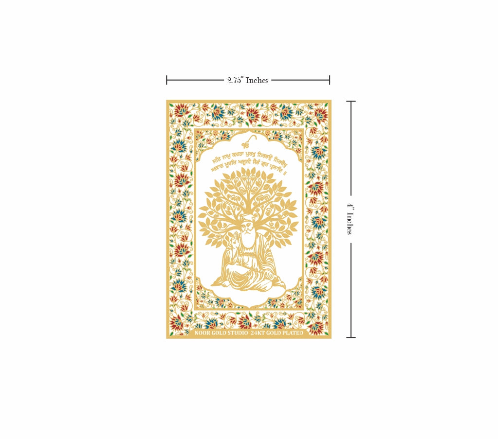 Guru Nanak Dev Ji Tree of Life | 24kt Gold Plated Fridge Magnet White